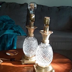 Vintage set Waterford crystal lamps, 19" high.